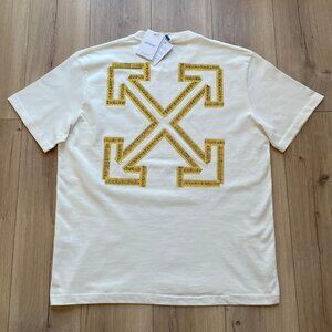 2XL Off-White Men's White Cotton T-Shirt Relaxed Fit